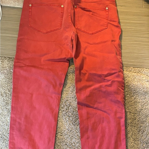 NWT Cherry red authentic fit J.Jill cropped jeans with cuff - Picture 2 of 6